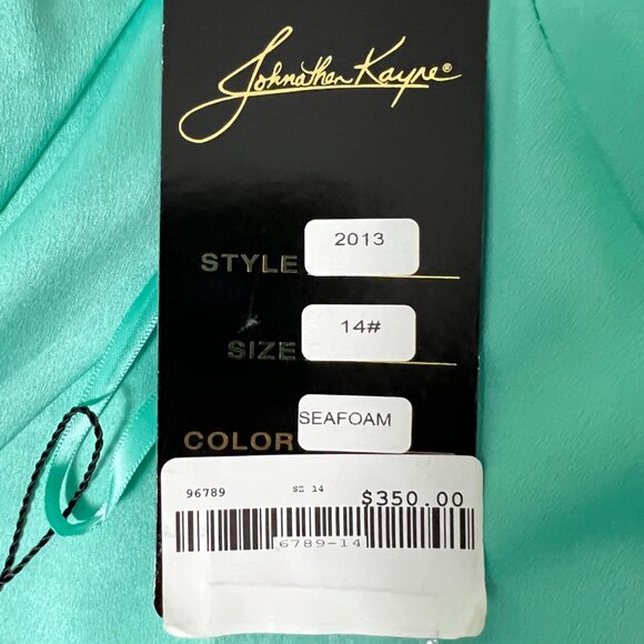 Johnathan Kayne Seafoam Green Formal Evening Gown 2013 Crystal Belt size 14 - Picture 10 of 12